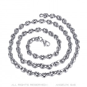 COH0022 BOBIJOO Jewelry High quality silver steel coffee bean chain