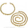 COH0023 BOBIJOO Jewelry Set Chain + Bracelet Coffee Bean Steel Gold