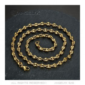 Set Catena + Bracciale Chicco di caffè Acciaio Oro bobijoo