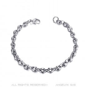 Ensemble Chaîne + Bracelet Grain de Café Acier Argent bobijoo