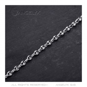 COH0024 BOBIJOO Jewelry Set Chain + Bracelet Coffee Bean Steel Silver