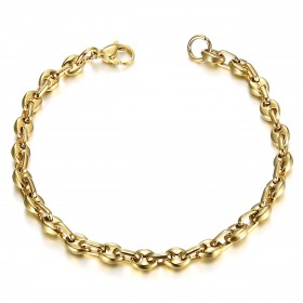 BR0277 BOBIJOO Jewelry Steel and Gold Coffee Bean Bracelet 21cm, 4 sizes to choose from