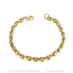 BR0277 BOBIJOO Jewelry Steel and Gold Coffee Bean Bracelet 21cm, 4 sizes to choose from