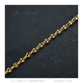 BR0277 BOBIJOO Jewelry Pulsera de acero y oro en grano de café 21cm, 4 tamaños a elegir