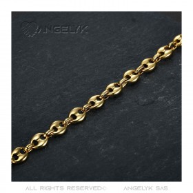 BR0277 BOBIJOO Jewelry Steel and Gold Coffee Bean Bracelet 21cm, 4 sizes to choose from