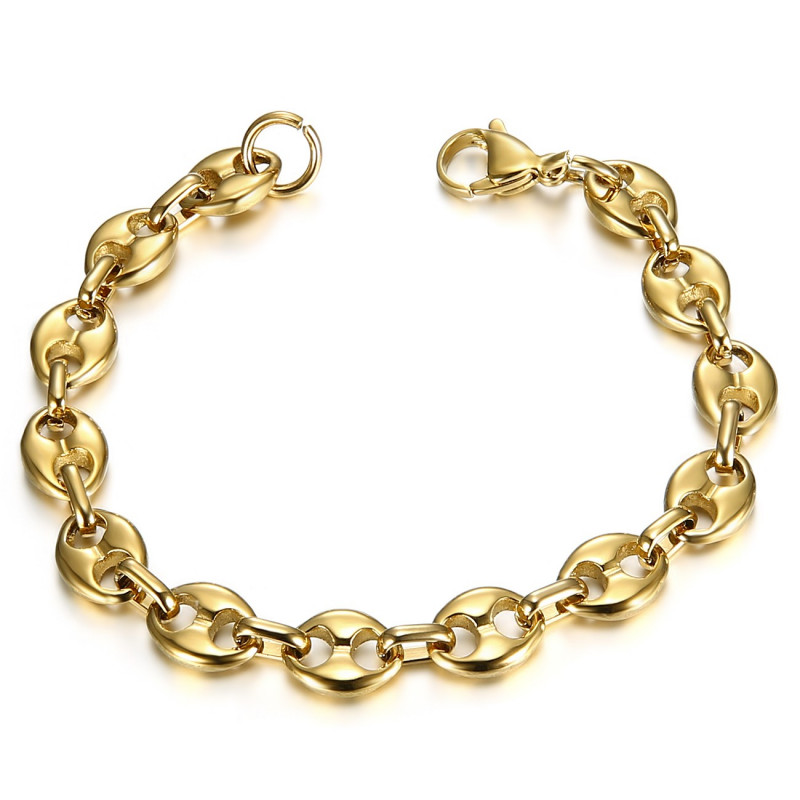 Bracelet Grain de Café Acier et Or 21cm, 4 tailles au choix bobijoo Bracelet Grain de Café Acier et Or 21cm, 4 tailles au choix bobijoo