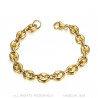 Bracelet Grain de Café Acier et Or 21cm, 4 tailles au choix bobijoo
