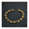 Bracelet Grain de Café Acier et Or 21cm, 4 tailles au choix bobijoo