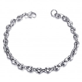 BR0278 BOBIJOO Jewelry Pulsera de acero en grano de café 21cm, 4 tamaños a elegir