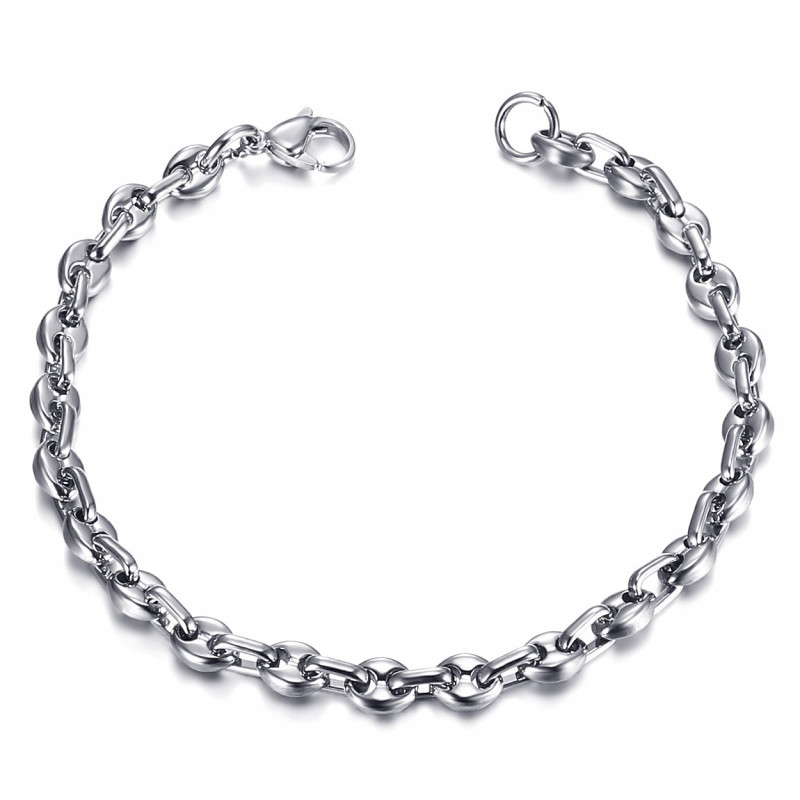 BR0278 BOBIJOO Jewelry Steel Coffee Bean Bracelet 21cm, 4 sizes to choose from