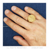 BA0378 BOBIJOO Jewelry Ring Siegelring Saint Christophe Stahl Gold