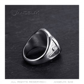 BA0379 BOBIJOO Jewelry Ring Signet ring, Saint Christopher Steel Silver