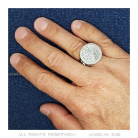 BA0379 BOBIJOO Jewelry Ring Signet ring, Saint Christopher Steel Silver