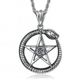 PE0279 BOBIJOO Jewelry Colgante Ouroboros Ciclo de vida de la estrella de cinco puntas de Acero