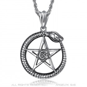 PE0279 BOBIJOO Jewelry Colgante Ouroboros Ciclo de vida de la estrella de cinco puntas de Acero