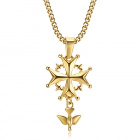 PEF0062 BOBIJOO Jewelry Anhänger Kreuz Huguenote Protestantische Frau, Kind Gold