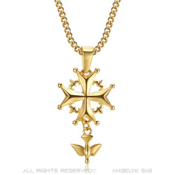 PEF0062 BOBIJOO Jewelry Cruz Colgante de Hugonotes Protestantes Mujer Niño de Oro