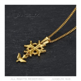 PEF0062 BOBIJOO Jewelry Anhänger Kreuz Huguenote Protestantische Frau, Kind Gold