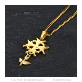 PEF0062 BOBIJOO Jewelry Cross Pendant Huguenot Protestant Woman Child Gold