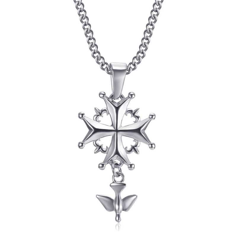 PEF0063 BOBIJOO Jewelry Anhänger Kreuz Huguenote Protestantische Frau und Kind