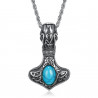 PE0292 BOBIJOO Jewelry Pendant Necklace Hammer of Thor Mjöllnir Viking Turquoise