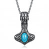 Pendentif Collier Marteau Thor Mjöllnir Viking Turquoise bobijoo