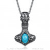 PE0292 BOBIJOO Jewelry Pendant Necklace Hammer of Thor Mjöllnir Viking Turquoise