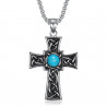 PE0290 BOBIJOO Jewelry Pendant Latin Cross Celtic Breton Turquoise stainless Steel