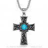PE0290 BOBIJOO Jewelry - Anhänger, lateinisches Kreuz Celtic Breton Türkis -, Stahl