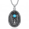 Pendentif Médaillon Oval Aigle Turquoise Acier 316L  bobijoo