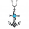 PE0288 BOBIJOO Jewelry Anhänger-Anker-Marine-Türkis Edelstahl Biker