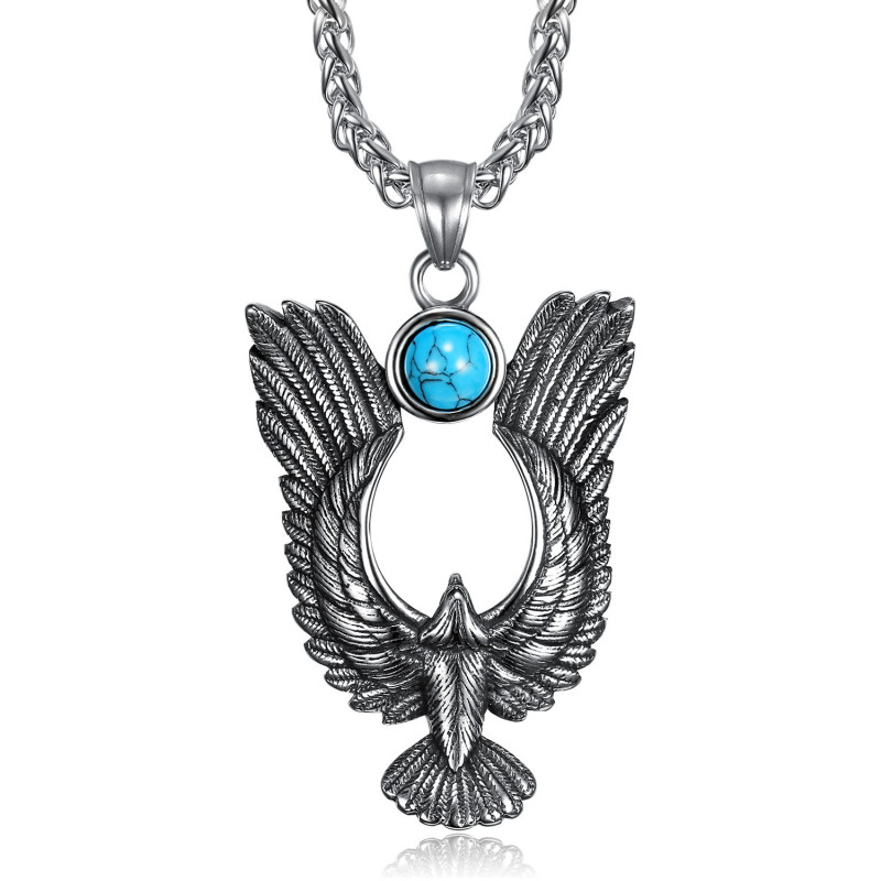 PE0287 BOBIJOO Jewelry - Anhänger-Adler-Royal Sonne Türkis Edelstahl 316L