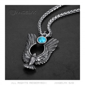 PE0287 BOBIJOO Jewelry Pendant Royal Eagle Sun Turquoise 316L Steel