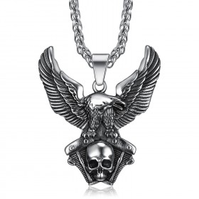 PE0285 BOBIJOO Jewelry Colgante de un Águila en el Motor V-Twin Cráneo del Motorista Triker