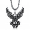 PE0285 BOBIJOO Jewelry Pendant of an Eagle on Engine V-Twin Skull Biker Triker