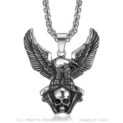 PE0285 BOBIJOO Jewelry Colgante de un Águila en el Motor V-Twin Cráneo del Motorista Triker