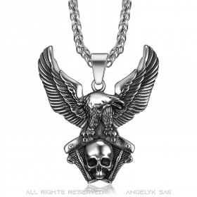 Pendentif Aigle sur Moteur V-Twin Crâne Biker Triker  bobijoo