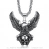 PE0285 BOBIJOO Jewelry Pendant of an Eagle on Engine V-Twin Skull Biker Triker