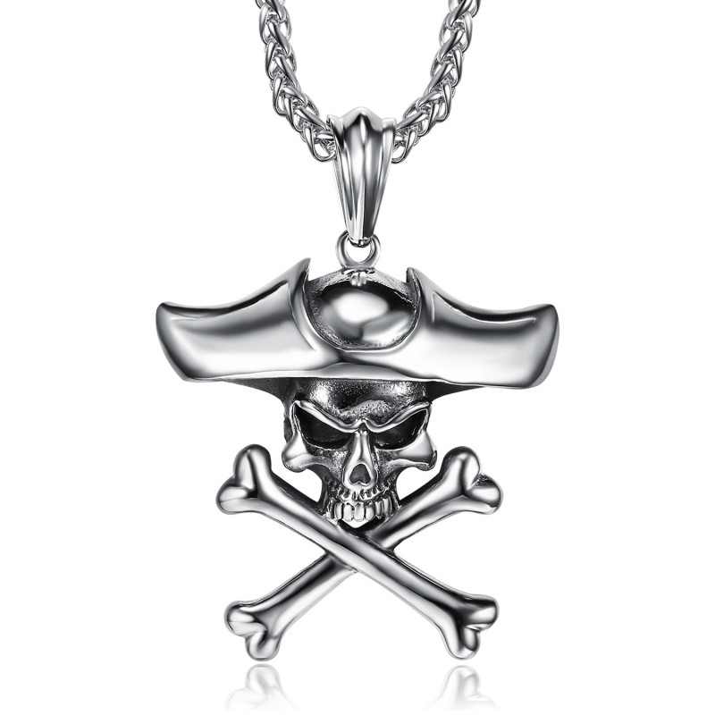 PE0283 BOBIJOO Jewelry - Anhänger Piraten totenkopf Schädel, Schienbeine Biker Triker