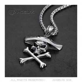 Pendentif Pirate Tête de Mort Crâne Tibias Biker Triker bobijoo