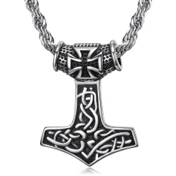 PE0281 BOBIJOO Jewelry Colgante, Collar de Thor el Martillo Mjöllnir Símbolo Vikingo Templarios