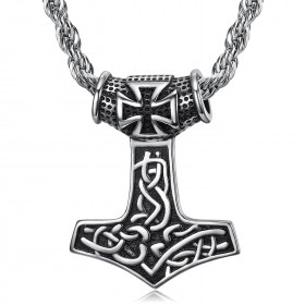 PE0281 BOBIJOO Jewelry - Anhänger-Halskette thors Hammer Mjöllnir Symbol Viking Templer