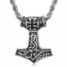 PE0281 BOBIJOO Gioielli Collana con Pendente da Thor Martello Mjöllnir Simbolo Viking Templari