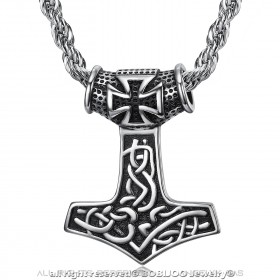 PE0281 BOBIJOO Jewelry Colgante, Collar de Thor el Martillo Mjöllnir Símbolo Vikingo Templarios