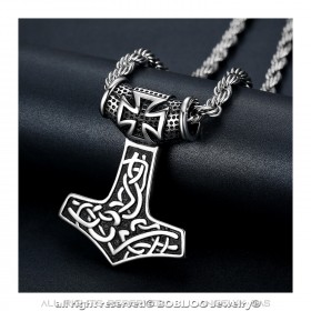 Pendentif Collier Marteau de Thor Mjöllnir Symbole Viking Templier bobijoo