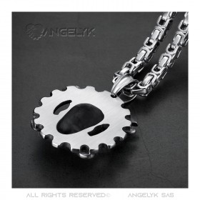 PE0280 BOBIJOO Jewelry - Anhänger-Mechaniker, Motorrad Biker Skull Großen Kette