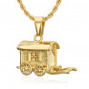 Pendentif Collier Roulotte Caravane Voyageur Acier Or bobijoo