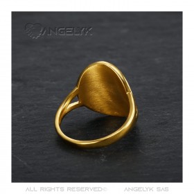 BAF0042 BOBIJOO Jewelry Ring Curved One 1 Penny Elizabeth II Steel Bright Gold