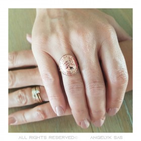 BAF0043 BOBIJOO Jewelry Ring Taillierte One 1 Penny Elizabeth II Stahl Gold Rosa Glänzend