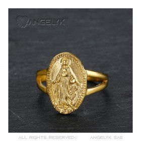 Bague Cintrée Vierge Médaille Miraculeuse 1830 Acier Or bobijoo